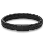 Black Leather & Steel Braided Bracelet