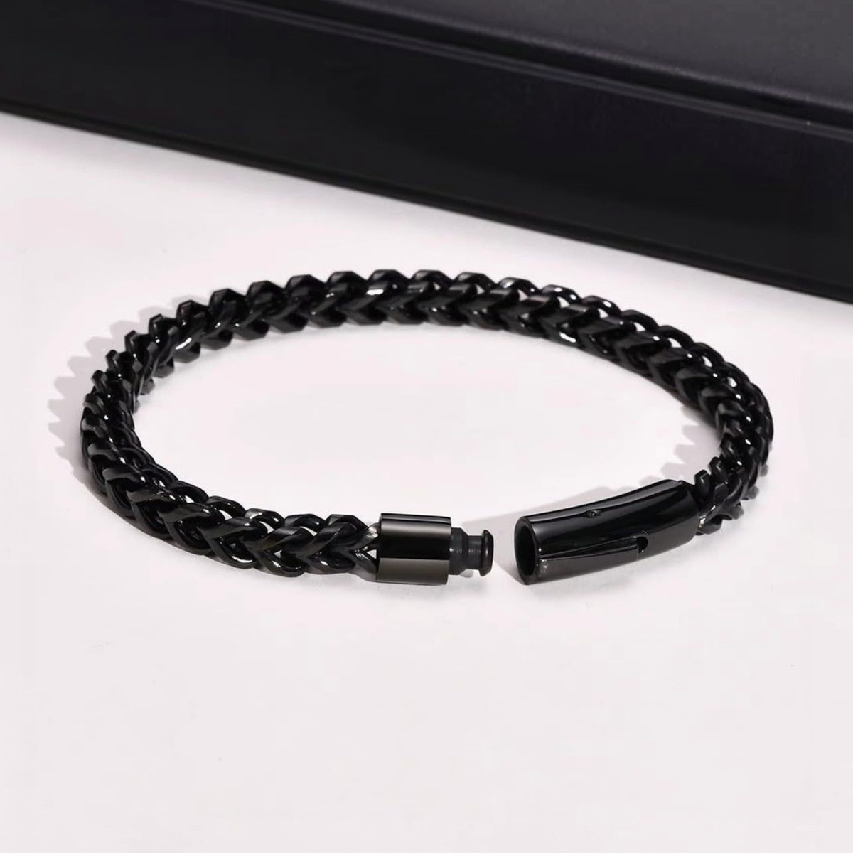 Black Franco Chain Bracelet for Men