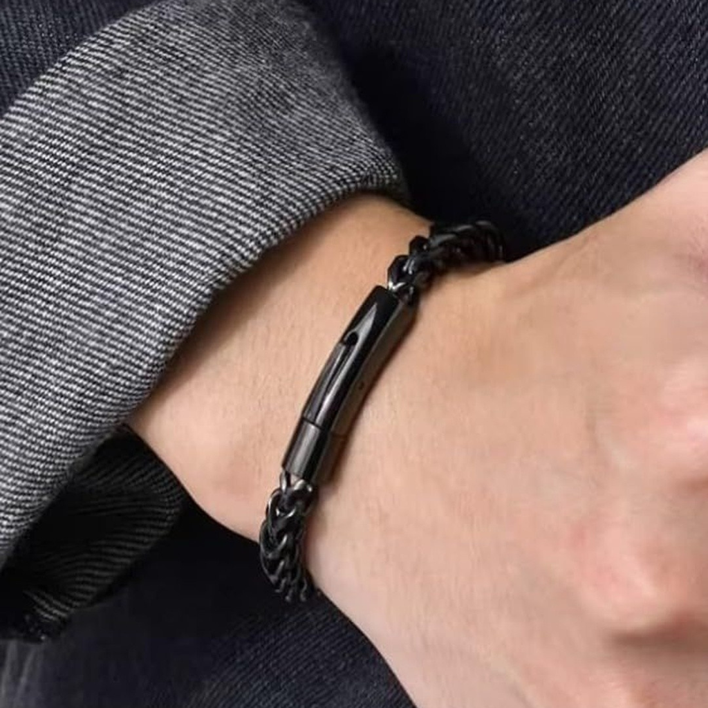 Black Franco Chain Bracelet for Men