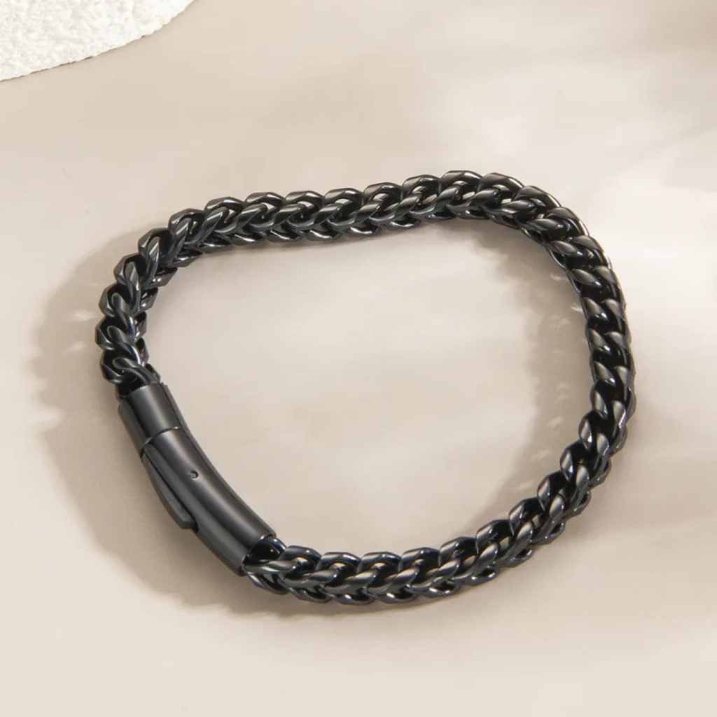 Black Franco Chain Bracelet for Men