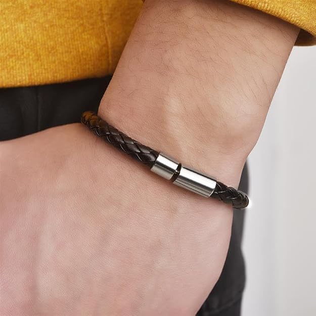 Black Leather Rope Chain Bracelet