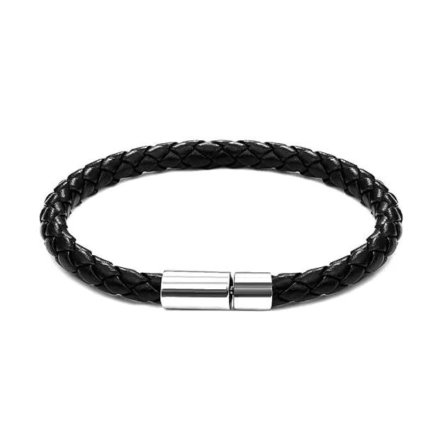 Black Leather Rope Chain Bracelet