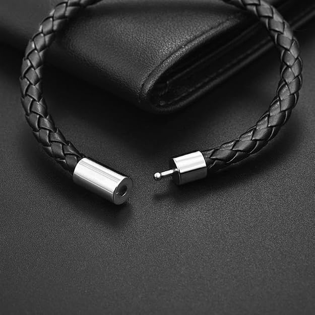 Black Leather Rope Chain Bracelet