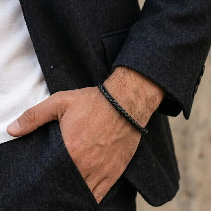 Black Franco Chain Bracelet for Men