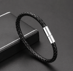 Black Leather Rope Chain Bracelet