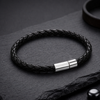 Black Leather Rope Chain Bracelet