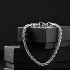 Twisted Silver Steel Chain Bracelet