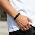 Black Leather & Steel Braided Bracelet
